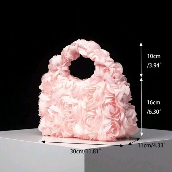 Elegant Pink Floral Handbag - Picture 4 of 8